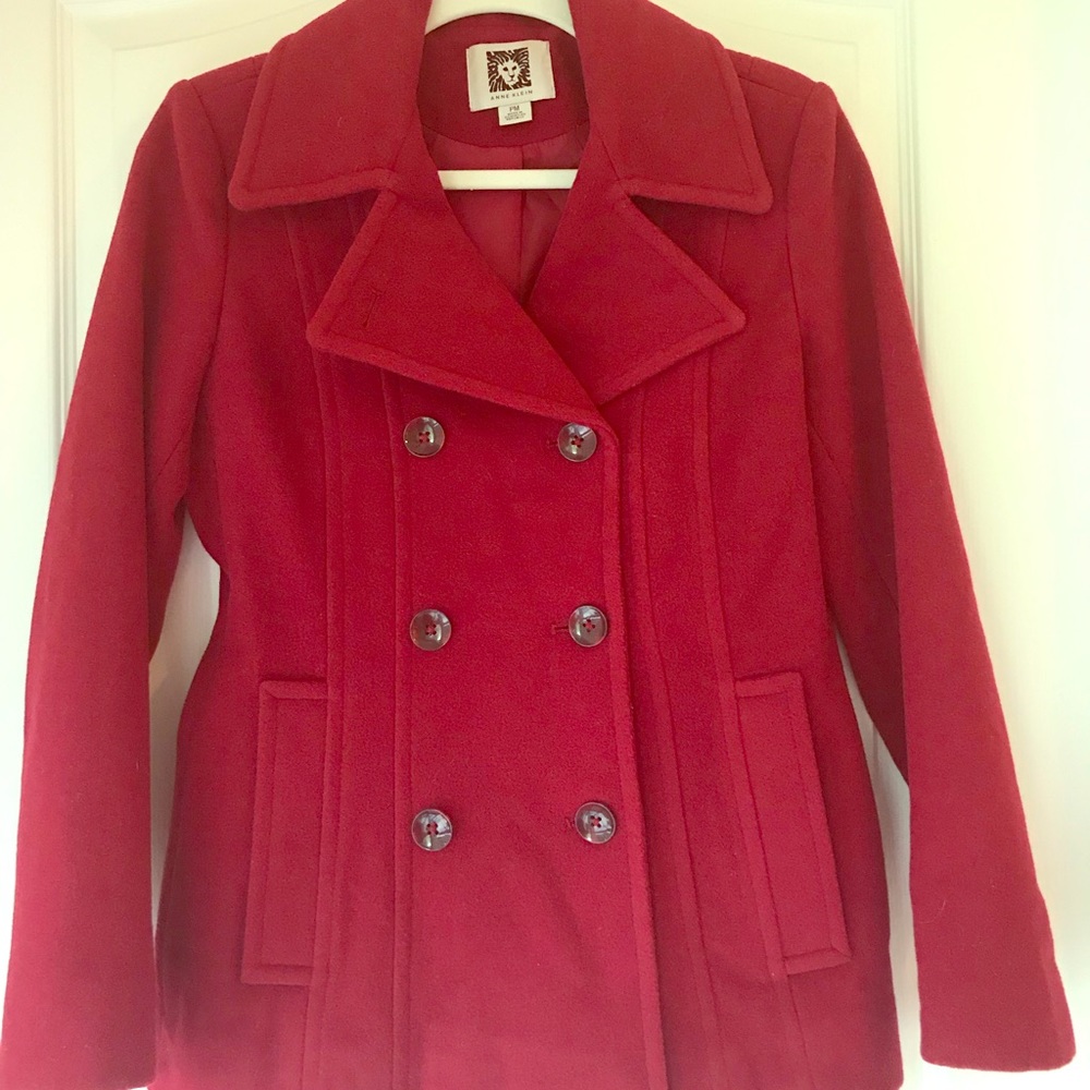 Red Anne Klein pea coat